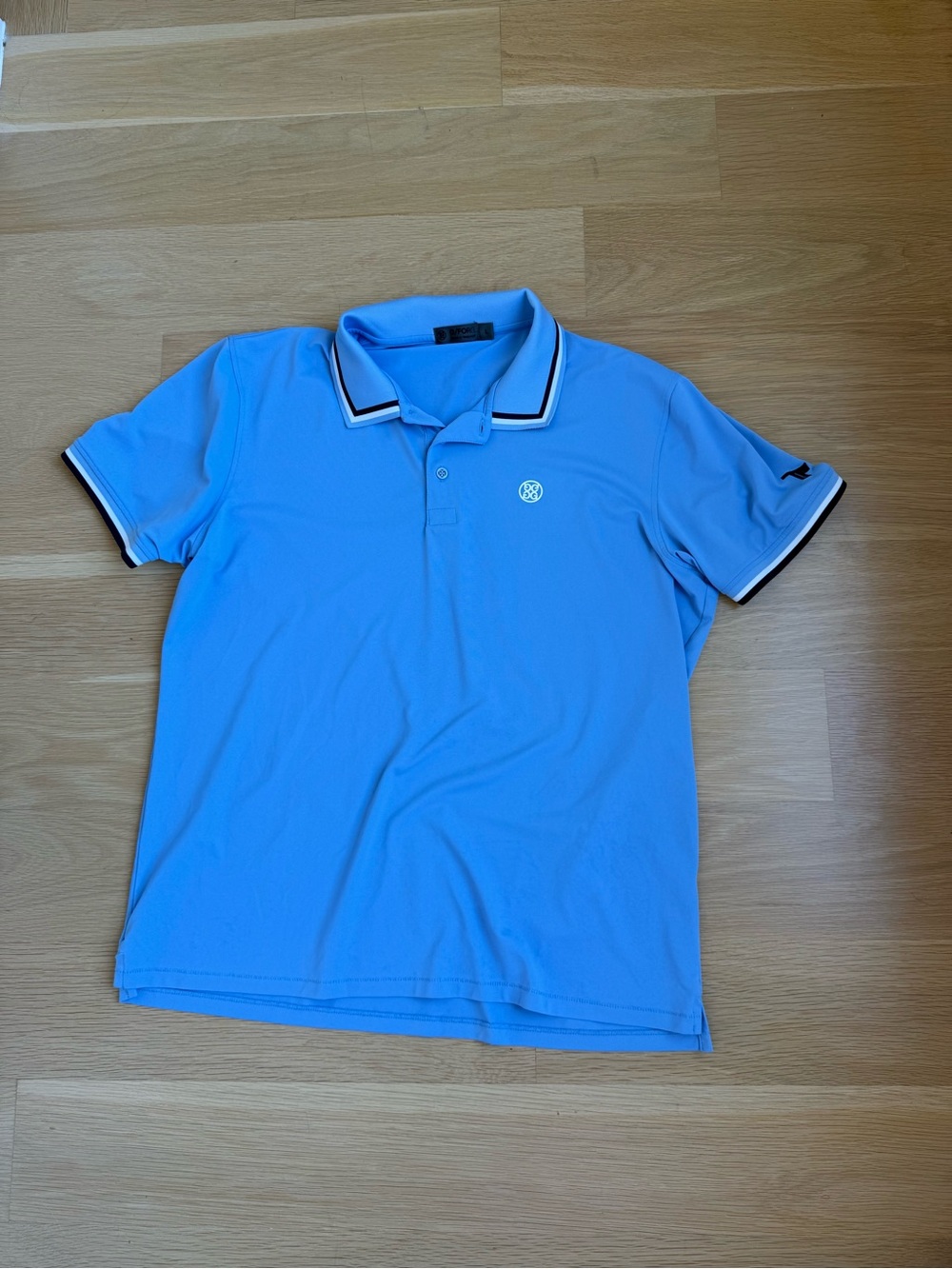 G/FORE Sky Blue Polo with Contrast Black & White Trim